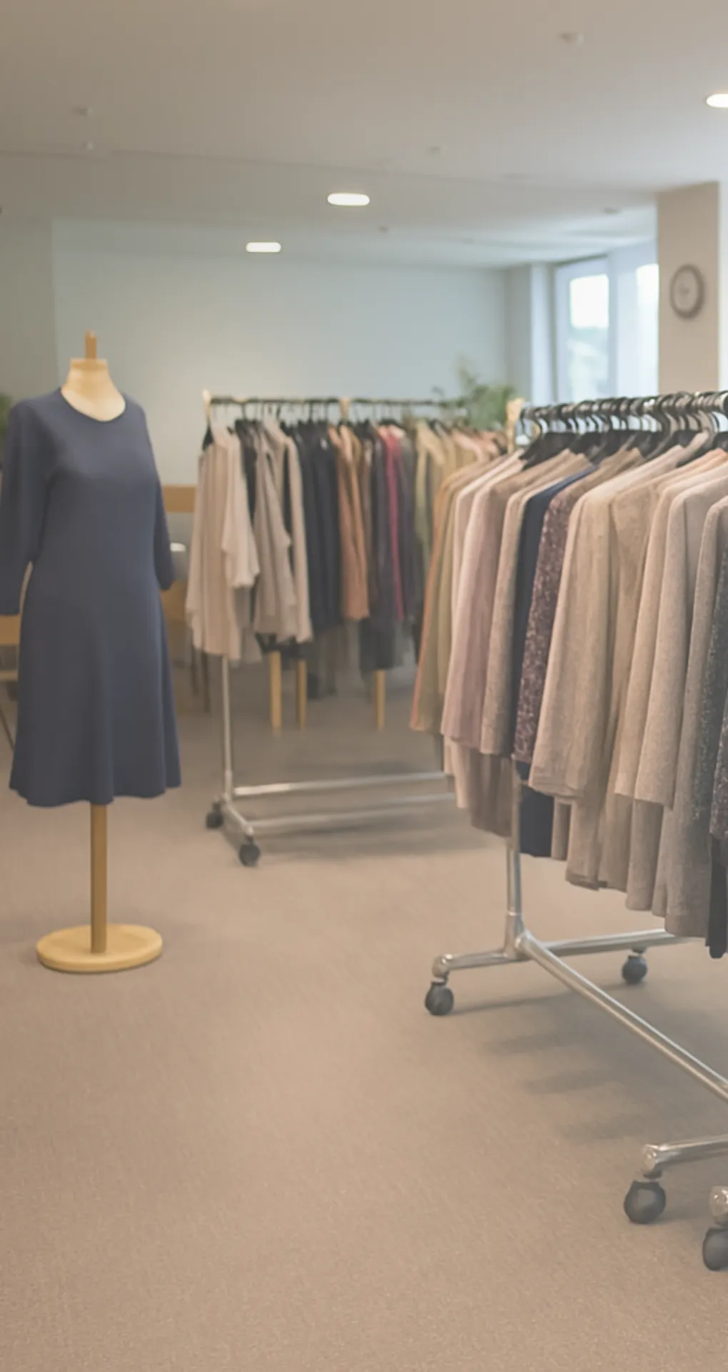 洋服が並ぶ室内の写真